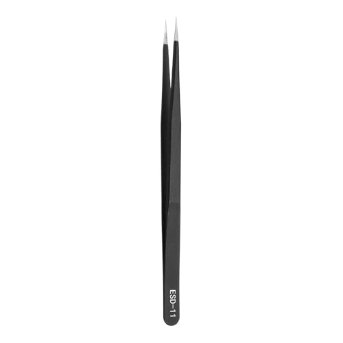 HARFINGTON 5.51" Long ESD-11 Anti-static Straight Pointed Tip Tweezers Edge - size: 5.51"（ESD-11)
