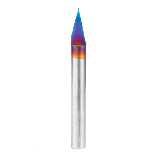 Amana Tool Spektra Extreme Tool Life Coated Solid Carbide Signmaking and Engraving Router Bit, 45771-K, 30 Degree Engraving, 0.005 Tip Width x 1/4 Shank x 2-1/4 Inch Long - size: 45771-K