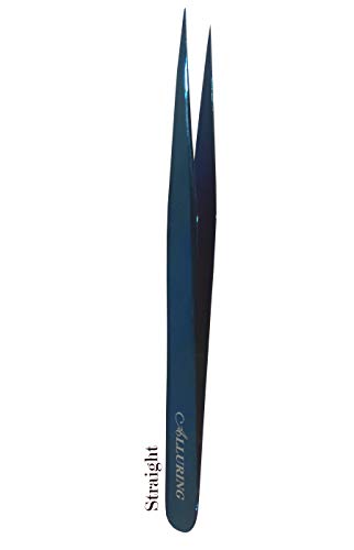 Alluring TITANIUM BLUE Tweezers for Eyelash Extension for Volume Lashes Straight - size: STRAIGHT