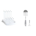 Munchkin® Fold™ Baby Bottle Countertop Drying Rack, White & Bristle™ Bottle Brush, Grey