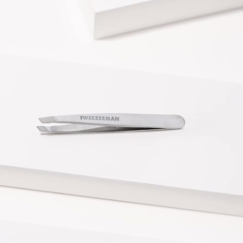 Tweezerman Mini Slant Tweezer – Tweezerman Tweezers for Eyebrows Classic - color: Stainless Steel, Green Tea, Apple, Blooming Lilac, Lavender, Flamingo Pink, Rose Gold
