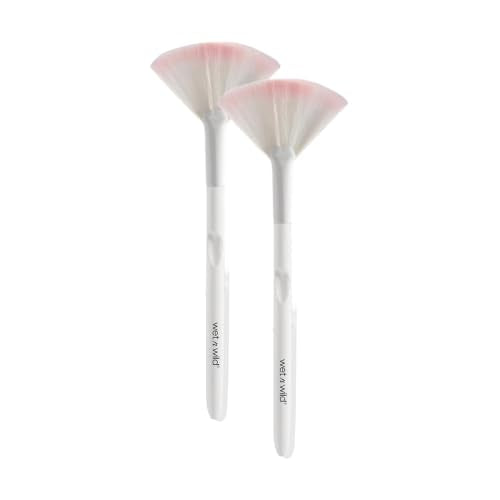 wet n wild Fan Brush, Blending Brush for Highlighter, Blush, & Peel Masks, Ergonomic Handle (Pack of 2) - color: Fan, size: 7.28 in (Pack of 2)