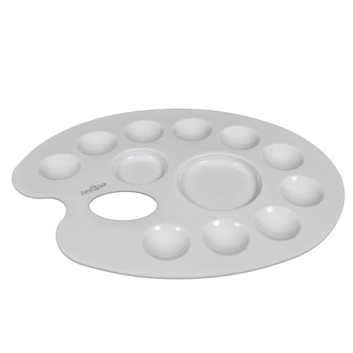 Zahepa Oval Paint Tray Palette with Thumb Hole, 12 Compartments, Watercolor - style: Oval - 12 Compartments