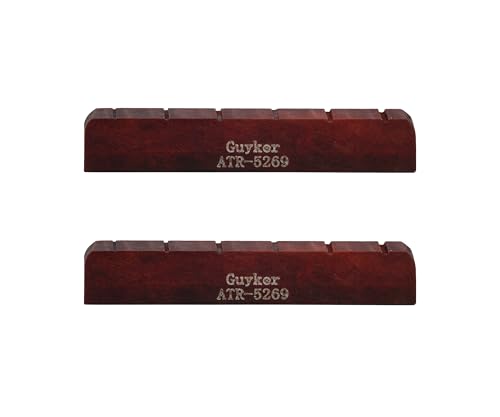 Guyker Acoustic Guitar Bone Nut - 6 String Red Flat Bottom Pre-Slotted Bone Nuts Replacement Parts Accessories for Acoustic Folk Guitar 2 Piece, 52x6x9mm ATR-5269 - size: ATR-5269, red 2 piece