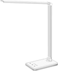 White crown LED Desk Lamp Dimmable Table Lamp Reading Lamp with USB Charging Port, 5 Lighting Modes, Sensitive Control, 30/60 Minutes Timer (White, First-Generation) - color: White, size: first-generation