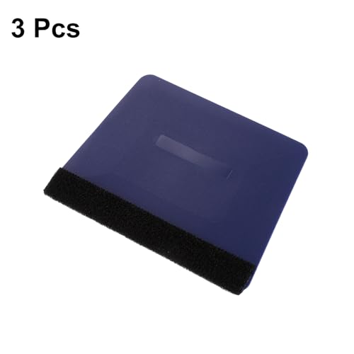 HARFINGTON 3pcs Vinyl Squeegee, Felt Edge Vinyl Wrap Decal Squeegee Tool, 4-Inch Car Vinyl Film Scraper Plastic Squeegee for Car Wrap, Sign Making, Window, Blue, Trapezoidal - color: Blue