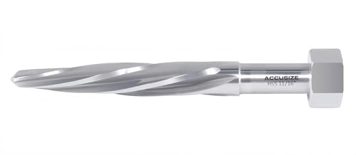 Accusize Industrial Tools H.S.S. Aligning Reamer - 11/16'' Diameter, 4-1/2'' Flute Length, 6-1/2'' OAL, Hex Shank, Spiral Flute, 0523-6025 - size: 11/16 inch