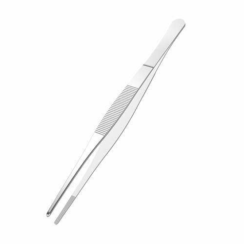 5 PCS 6.3" Stainless Steel Tweezers, Straight Blunt, 0.07" Thick - size: 6.3"L(0.07"T)