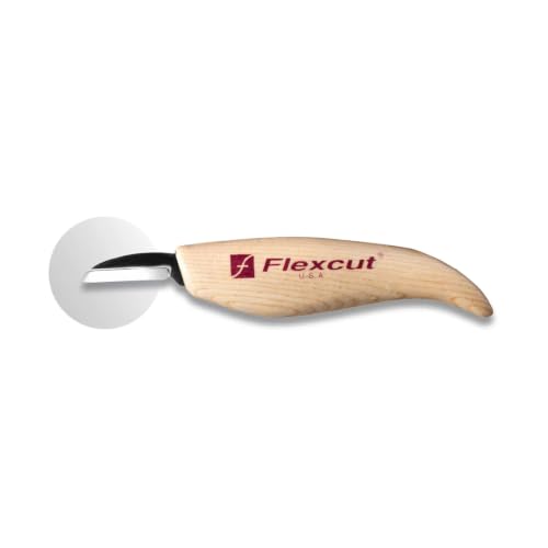 FLEXCUT Wood Carving Tools | Cutting Knife | 1095 High Carbon Steel Blade| Ergonomic Ash Wood Handle| 1-1/4 inch Blade Bevel Length | KN12 | Made in the U.S.A - style: Cutting Knife, 1-1/4 inch