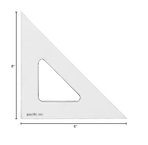 Pacific Arc's Scholastic Triangle - 8 inch - Clear - 45/90 Angle - Plain Edge - Polystyrene - Technical Drawing Tools, Drafting, Architect and Engineering. - style: 8 inch, 45/90
