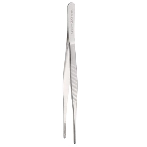 HARFINGTON Long Tweezers 7.9" Stainless Steel Multi-Purpose Tongs Silver - size: 7.9 x 0.5 x 0.07 inch