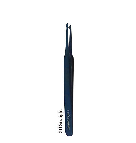 Alluring TITANIUM BLUE Tweezers for Eyelash Extension for Volume Lashes 3D, 5D & 6D lashes - 3D Straight - size: 3D STRAIGHT