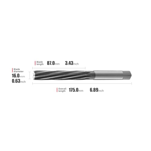 HSS Fixed Stem Guide Reamers Spiral 16mm，High Hardness H7 high Precision,1 pcs DRINYOUNG（16mm） - size: 16mm
