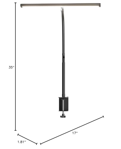 Airlonv LED Desk Lamp with Clamp, 17" Stepless Dimming Light, Black - color: Black, size: Standard