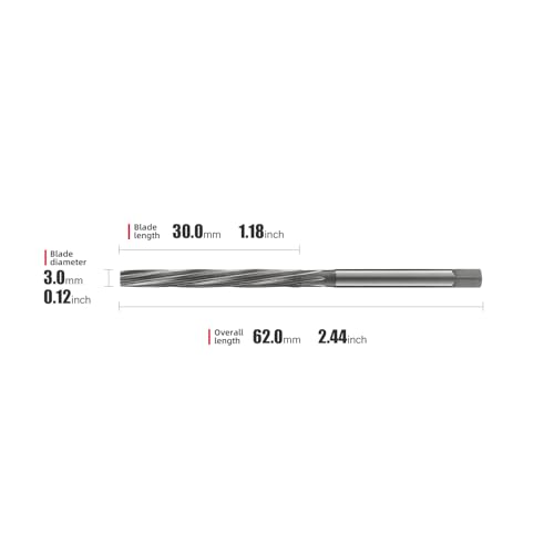 HSS Fixed Stem Guide Reamers Spiral 3mm，High Hardness H7 high Precision,1 pcs DRINYOUNG（3mm） - size: 3mm