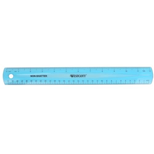 Westcott Shatterproof Ruler, 12-Inch, Blue, 16010 - color: Blue