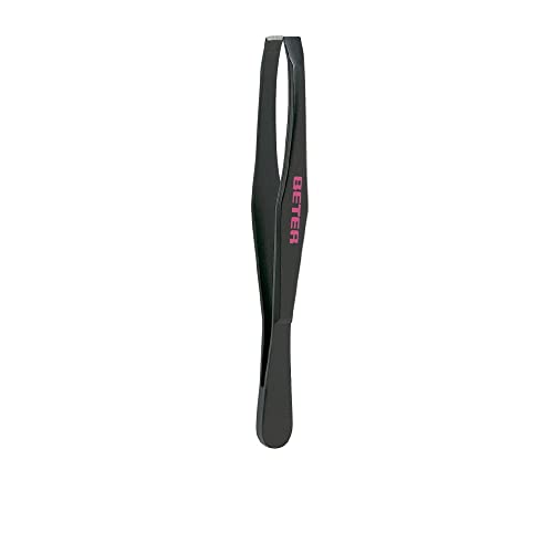 TWEEZERS with Straight Tip Black Steel 1 Piece