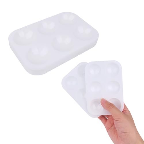 LNAUJS 8 Pack Plastic Paint Tray Palettes, 6 Well Rectangular Palette, Watercolor or DIY Craft Paint Supplies