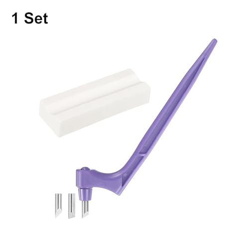HARFINGTON Craft Cutting Tools 15/30/45 Degree Blades 360 Degree Rotating Blade Stainless Steel Cutter Pen Knife with Sharpening Stone for DIY Crafts Stencils Scrapbooks, Purple - color: Purple