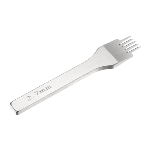 HARFINGTON Leather Stitching Punch 2.7mm 5 Prong Carbon Steel Leather Punch Hole Tool Chisel for DIY Craft Handbag Wallets Card Belt Holders Key Holders Belts, White - color: White, size: 2.7mm 5 Prong