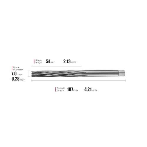 HSS Fixed Stem Guide Reamers Spiral 7mm，High Hardness H7 high Precision,1 pcs DRINYOUNG（7mm） - size: 7mm