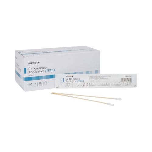 McKesson Cotton Tipped Applicator, Long Sterile Medical Swabs, 6 in, 100 ct - size: 6 Inch (Pack of 1)