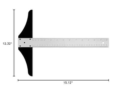 Alumicolor 12-inch Non Slip Standard Aluminum T-Square for Art Framing & Drafting, Silver - size: 12-inch