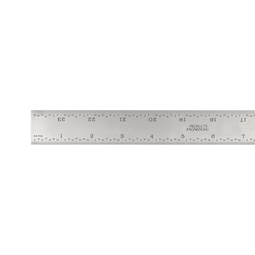 PEC Tools 24" Metal Ruler, Rigid, 3R Graduation, Premium Measuring Tool - color: Rigid, size: 24"