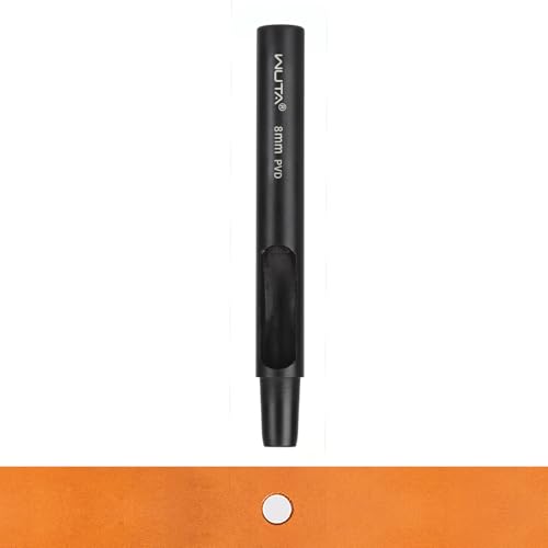 WUTA PVD Coated Leather Hole Punch, High-Carbon Steel Precision Round Punches for Belt & Watch Strap Making, Rust-Resistant Sharp Edge Craft Tools (1pc 8mm Hole Punch) - size: 8mm