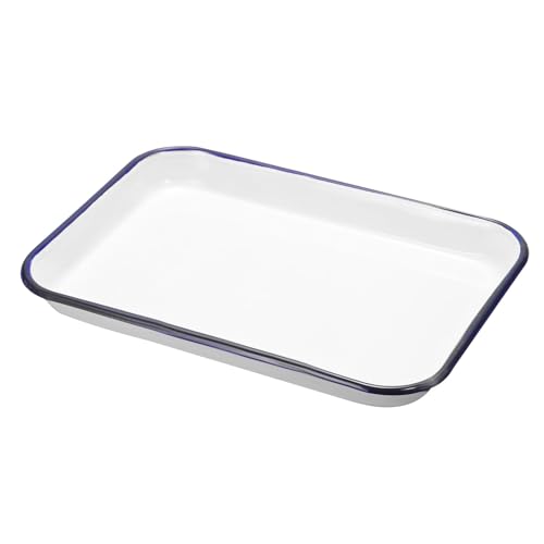 HARFINGTON Butcher Tray Palette 12" x 8" Metal Triple Enamel Coated - size: 12" x 8"