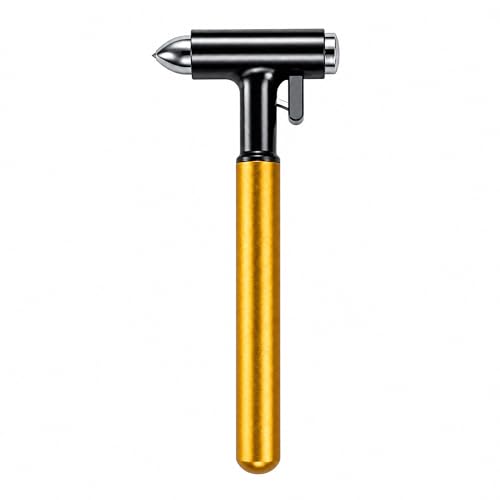 Alloy Car Window Breaker with KM46 Tungsten Tip, 3-in-1 Glass Breaker & Seatbelt Cutter & Escape Hammer Car Emergency Rescue Tools for Tesla Model 3/Y/S/X/Cybertruck Accessories (Gold) - color: Gold
