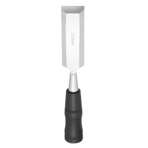 PATIKIL Wood Carving Chisel, 32 mm Professional Woodworking Hand Carving Tool with Steel End for Whittling, Detail Carving, DIY Crafts, Black/Silver - size: 32 mm