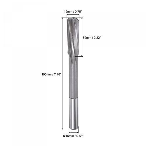 uxcell Chucking Reamers, 19mm H7 4241 High Speed Steel Spiral Flutes Lathe Machine Reamer Milling Cutter - size: 19mm