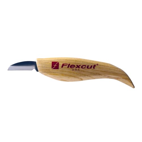 FLEXCUT Wood Carving Tools | Cutting Knife | 1095 High Carbon Steel Blade| Ergonomic Ash Wood Handle| 1-1/4 inch Blade Bevel Length | KN12 | Made in the U.S.A - style: Cutting Knife, 1-1/4 inch