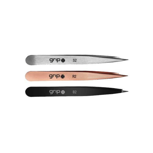 Grip Pointed Tip Tweezers Rose Gold R2 Stainless Steel Precision - color: Rose Gold