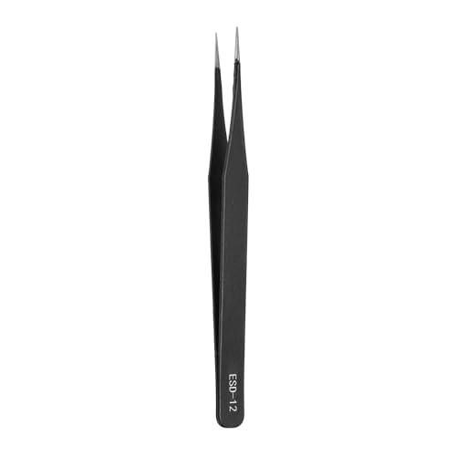 HARFINGTON 5.31" Long ESD-12 Anti-static Straight Pointed Tip Tweezers - size: 5.31"（ESD-12)