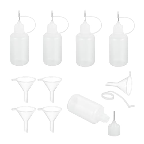 MECCANIXITY 5Pcs Needle Tip Squeeze Bottle, 30ml/1oz Glue Tip Applicator Bottles Plastic Liquid Glue Bottle for Paper Crafts, Painting, Oil, Ink(Clear, with 5 Funnel) - color: Clear, size: 30ml/1 oz