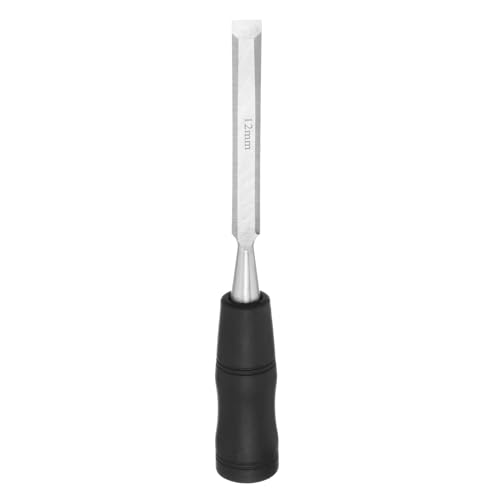 PATIKIL Wood Carving Chisel, 12 mm Professional Woodworking Hand Carving Tool with Steel End for Whittling, Detail Carving, DIY Crafts, Black/Silver - size: 12 mm