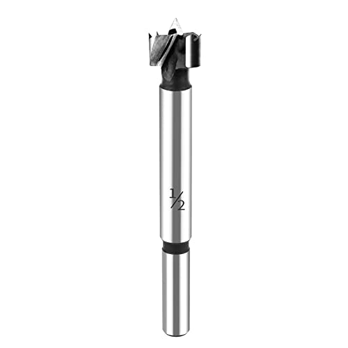 HPHOPE 1/2" Forstner Bit for Wood, High-Speed Steel, Round Shank - size: 1/2 in