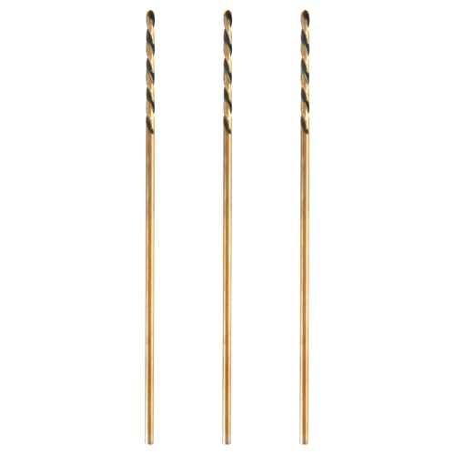5/32 x 8 Inch Extra Long Drill Bits (3 Pack), Aircraft Drill Bit Black and Gold M2 HSS for Wood, Plastic, Thin Metal Sheet - size: 5/32 in