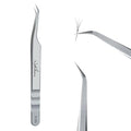 High Precision Lash Tweezers for Individual and Volume Eyelash Extensions Pointed Premium Stainless Steel Curved Fiber Tip Professional Isolation Tweezer(45 Degree Tweezer A-05) - color: A-05