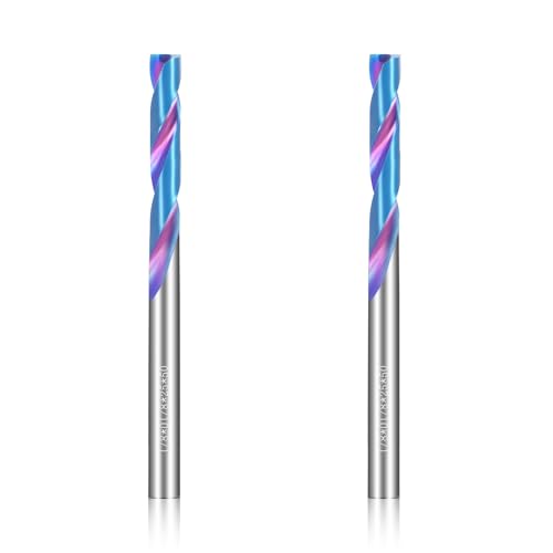1/8" Solid Carbide Drill Bits, 2Pcs Carbide Drill Bit Set with Blue Nano Coating, Metal Drill Bit Set for Hardened Steel Cast Iron Alloy Copper, High Precision CNC Drilling Tool Preferred Choice - size: 1/8 in