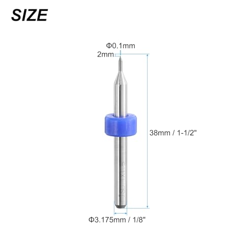 uxcell PCB Drill Bits 0.1mm Tungsten Carbide Rotary Tool Jewelry CNC Engraving Print Circuit Board Micro Drill Bits 1/8 Inch Shank 5 Pcs - color: Blue, size: 0.1mm