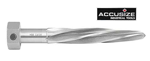 Accusize Industrial Tools 13/16 inch Bridge Reamer, Magnetic Hex Shank, Hss Spiral Flutes Aligning Reamers, Car Reamers, 1523-8035 - size: 13/16 inch