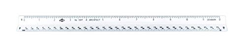 Alvin, High Impact Plastic Architect Triangular Scale, White Drafting and Architecture Ruler for Drawing, Planning, and Design - 12 Inches
