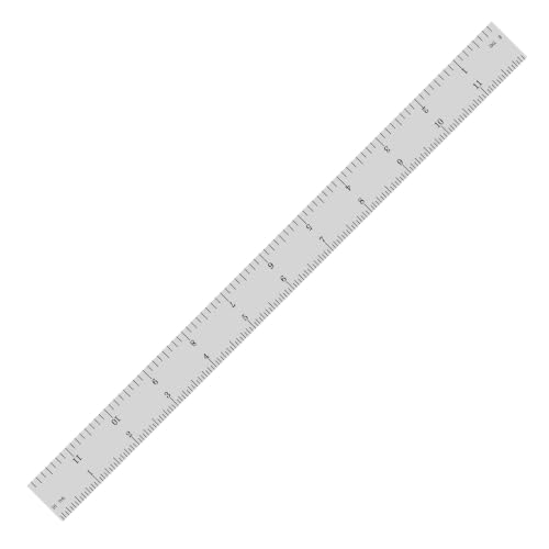 PEC Tools 12" Metal Ruler, Rigid, 4R Graduation, Steel Measuring Tool