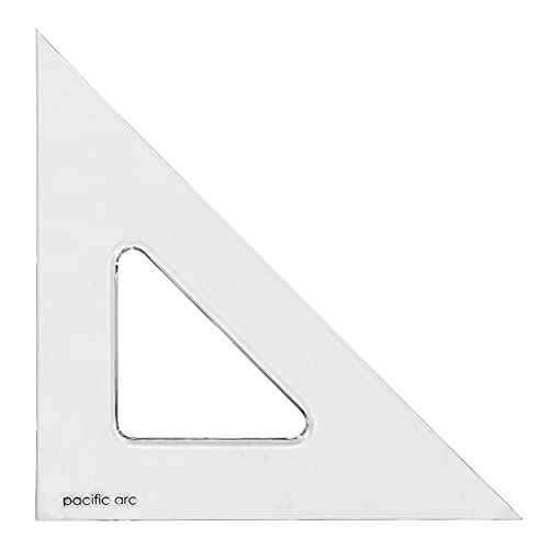 Pacific Arc's Scholastic Triangle - 8 inch - Clear - 45/90 Angle - Plain Edge - Polystyrene - Technical Drawing Tools, Drafting, Architect and Engineering. - style: 8 inch, 45/90