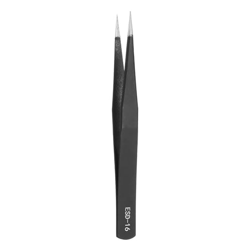 HARFINGTON 4.92" Long ESD-16 Anti-static Straight Pointed Tip Tweezers Edge - size: 4.92"（ESD-16)