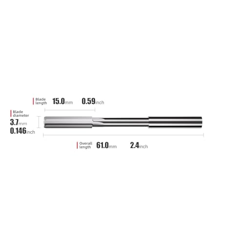 3.7mm Chucking Reamer,H7 HSS Straight Flutes Lathe Machine Reamer,Round Shank Milling Cutting Tool,1 pcs DRINYOUNG(3.7mm) - size: 3.7mm