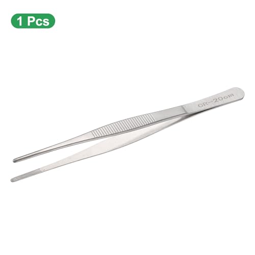 HARFINGTON Long Tweezers 7.9" Stainless Steel Multi-Purpose Tongs Silver - size: 7.9 x 0.5 x 0.07 inch